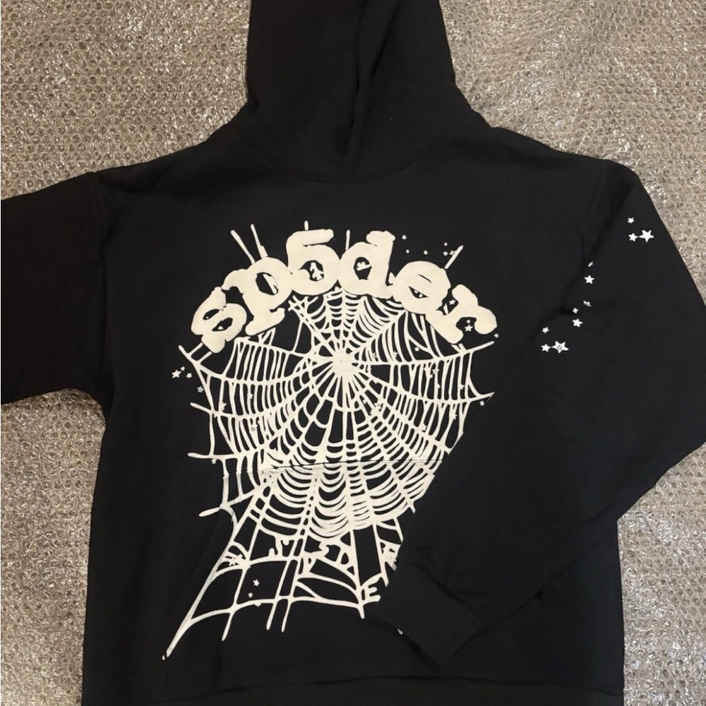 Spyder Black Crewneck Sweater with Web Design